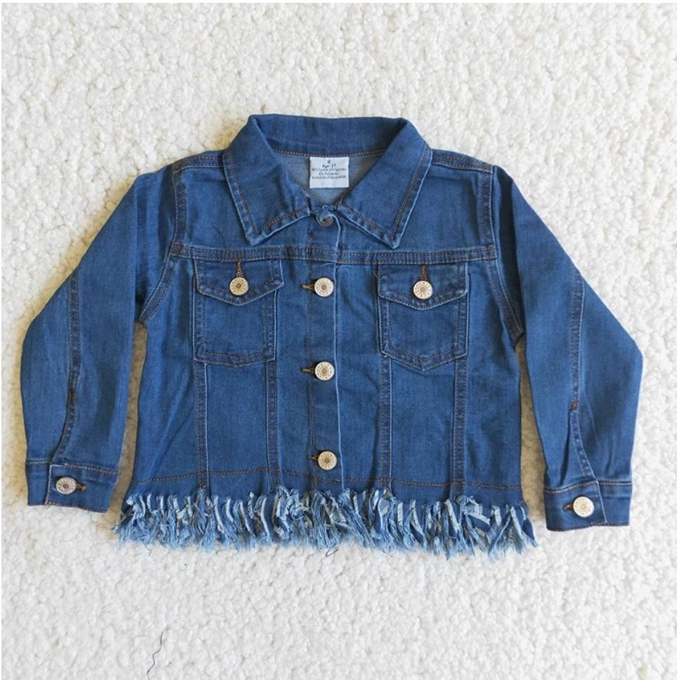 Navy Blue Denim Tassel Jacket