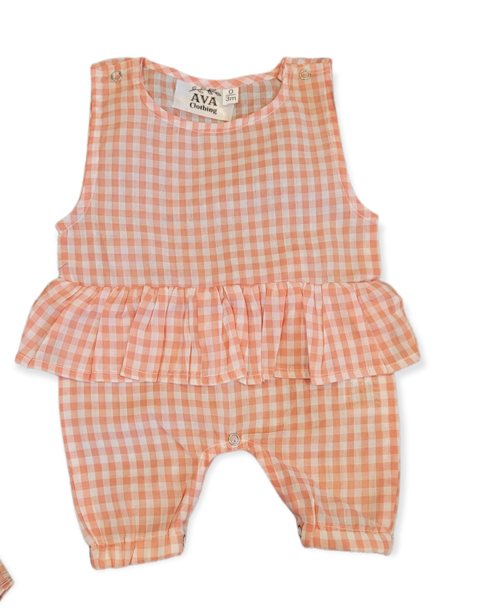 AVA's Cotton Gingham Baby Girls Romper