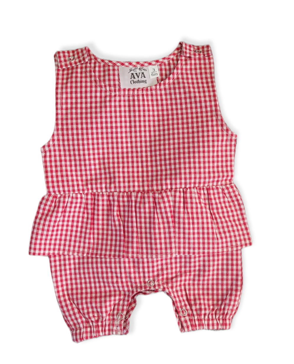 AVA's Cotton Gingham Baby Girls Romper