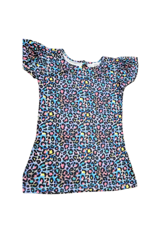 AVA's Hologram Leopard Flutter Sleeves Women Top