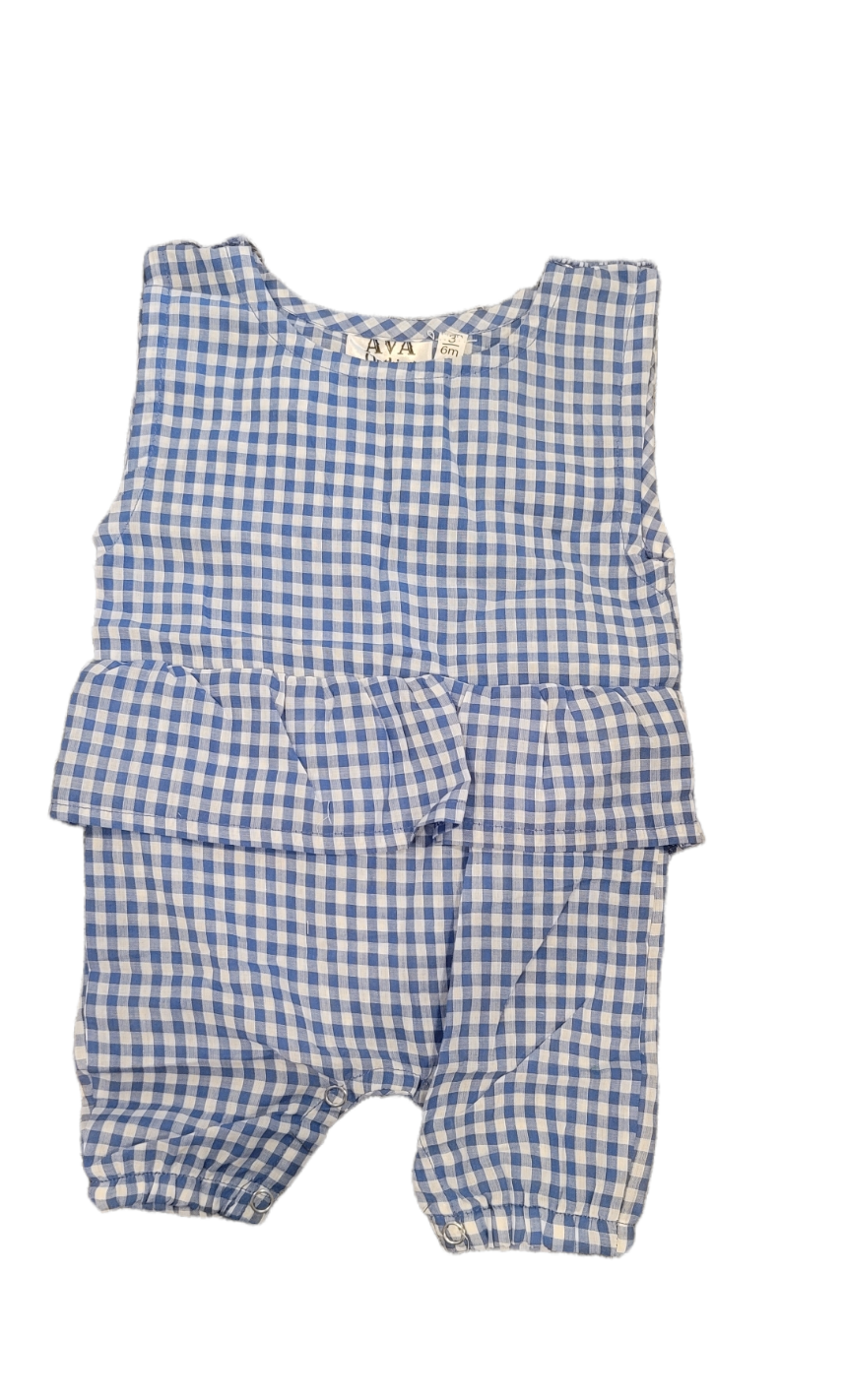 AVA's Cotton Gingham Baby Girls Romper