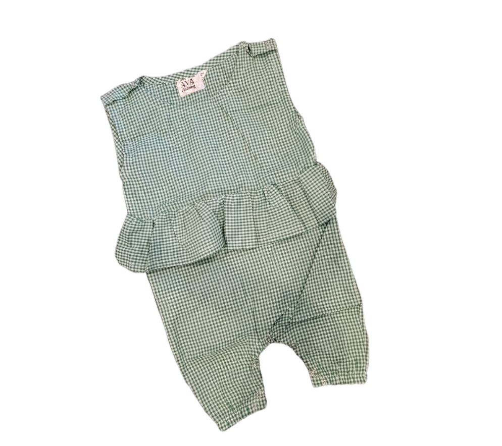 AVA's Cotton Gingham Baby Girls Romper