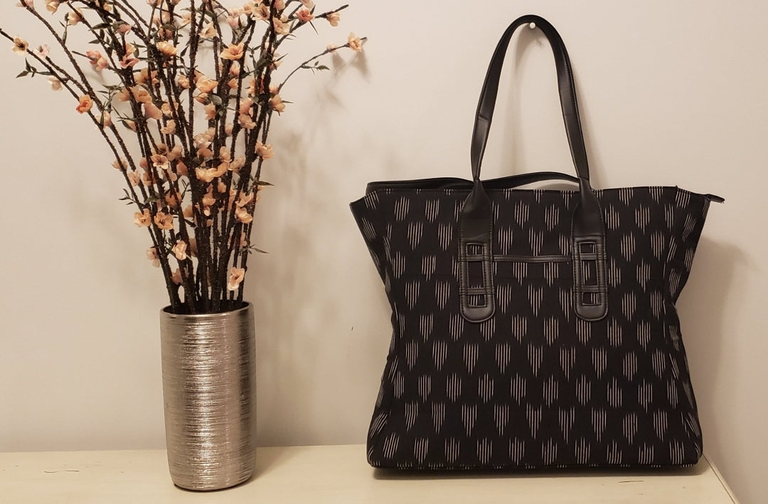 Ikkat Tote Curved Bag - AVA Boutique