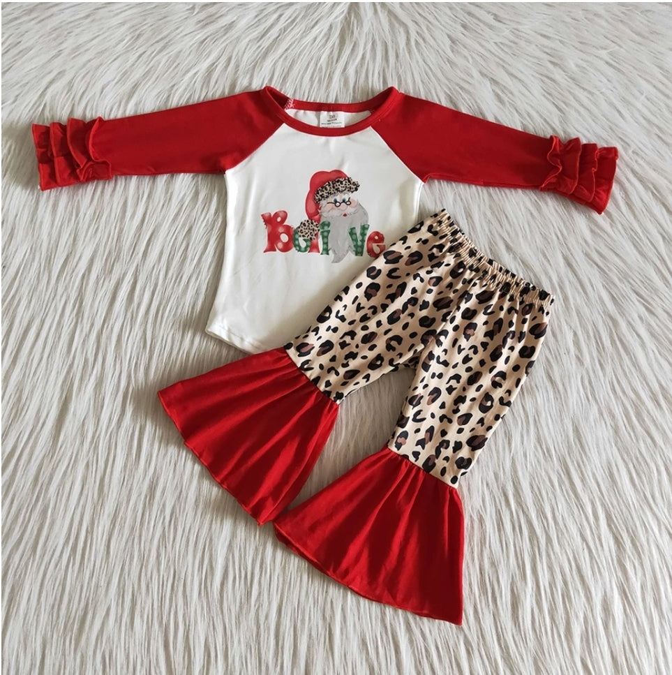 Santa Believe Christmas Girls Outfit Set