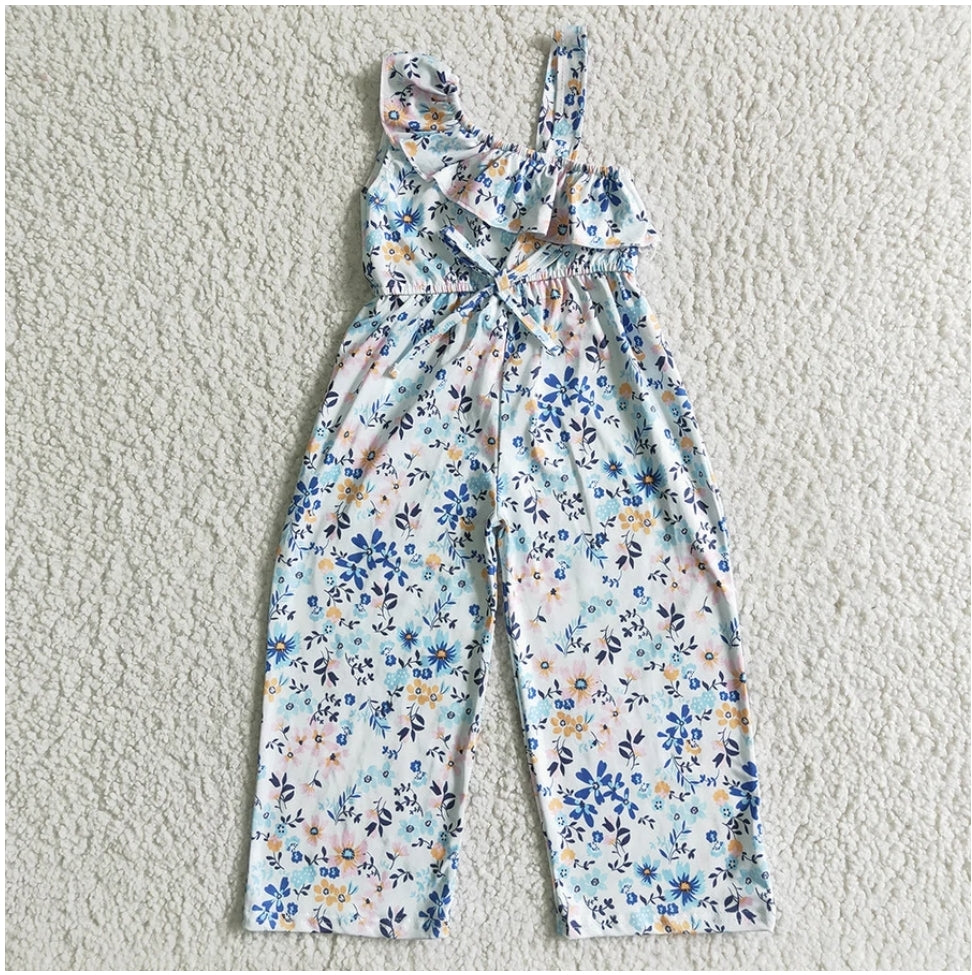 Blue Floral Girl Jumpsuit