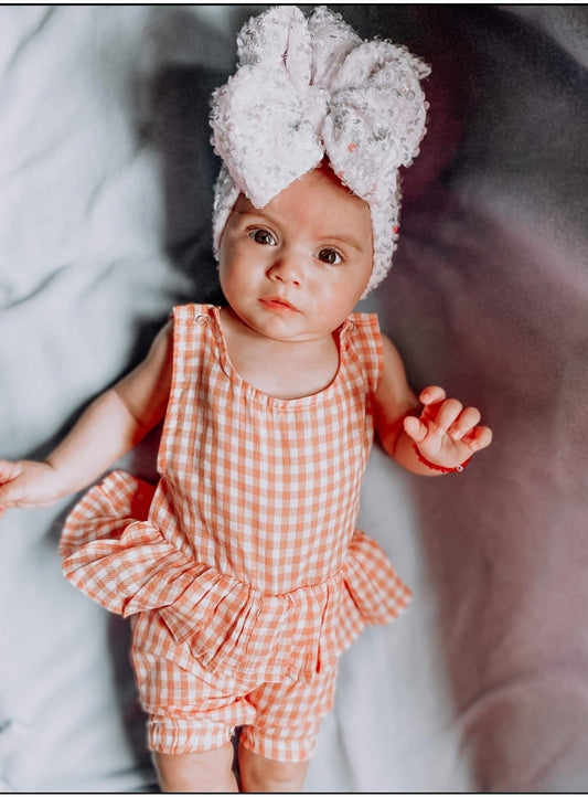 AVA's Cotton Gingham Baby Girls Romper