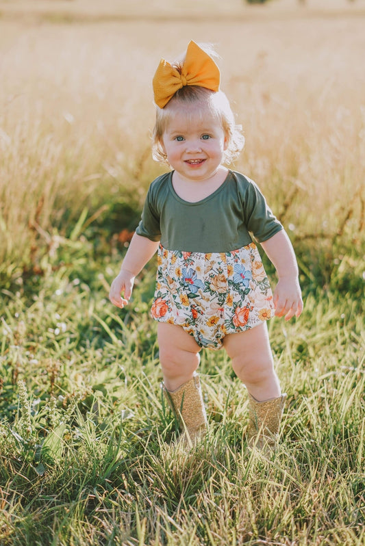 AVA's Vintage Wildflower Bubble Tshirt Romper