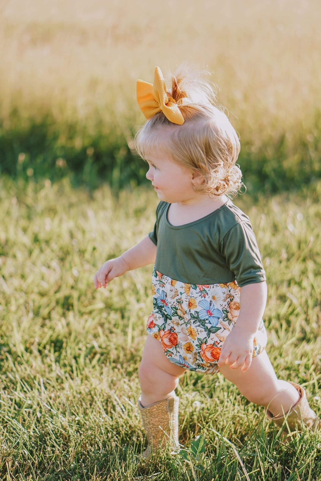 AVA's Vintage Wildflower Bubble Tshirt Romper