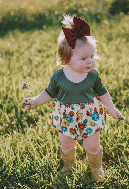AVA's Daisy Flower Bubble Tshirt Romper