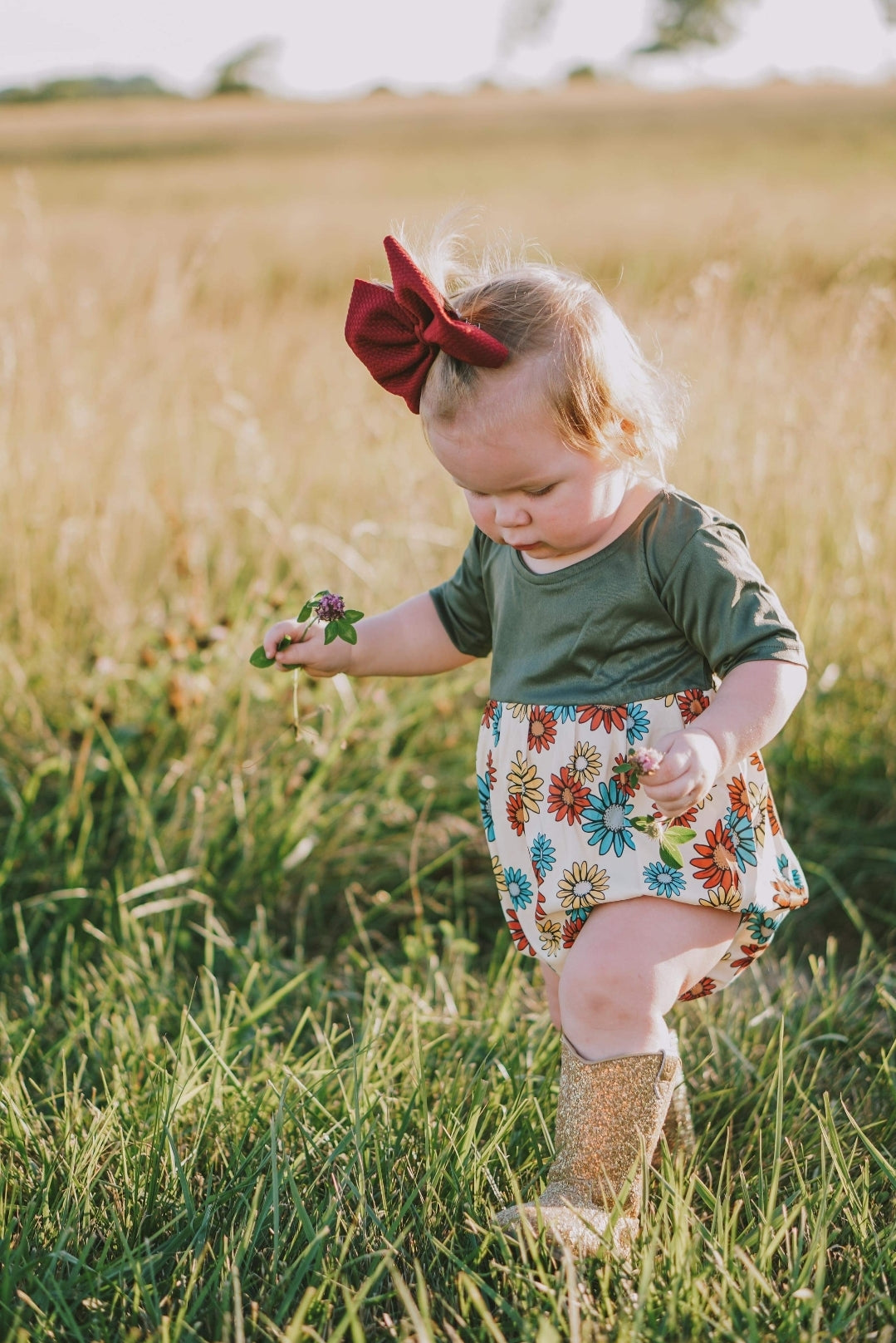 AVA's Daisy Flower Bubble Tshirt Romper