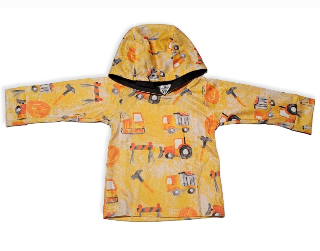 Yellow Construction Trucks Hoodie Top