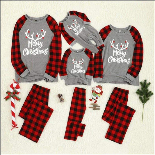 Gray Merry Christmas Family Matching Xmas Pajamas - AVA Boutique