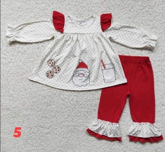 Cookie Milk & Santa Girls Outfit Set