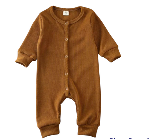 Solid Ribbed Cotton Baby Romper