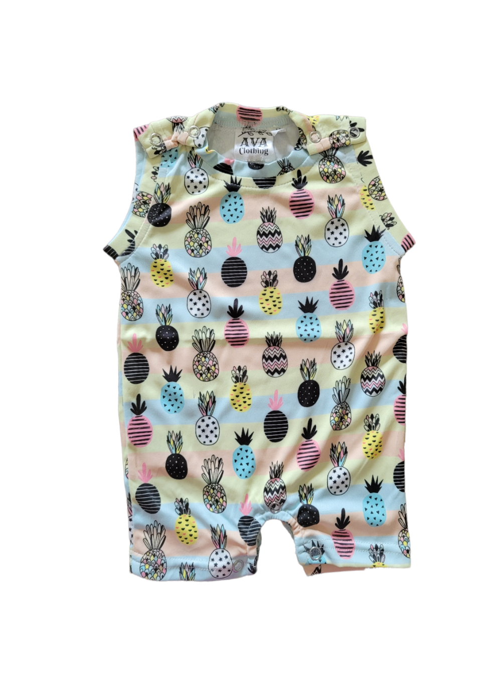 AVA's Pastel Pineapple Boys Tank Shorts Romper