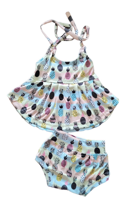 AVA's Pineapple Girls Halter Top with Bummies