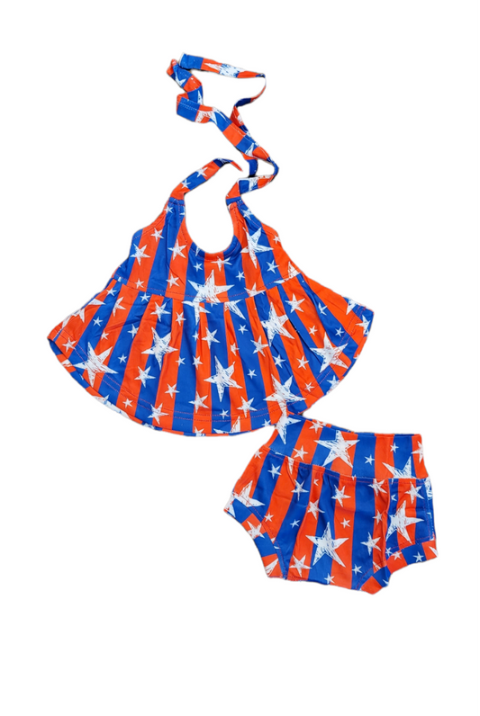American Star Stripes Girls Halter Top with Bummies