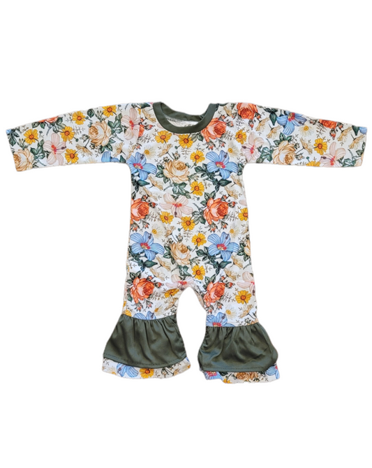 AVA's Vintage Wildflower Full Sleeves Ruffle Romper