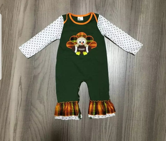 Turkey Baseball Thanksgiving Romper - AVA Boutique