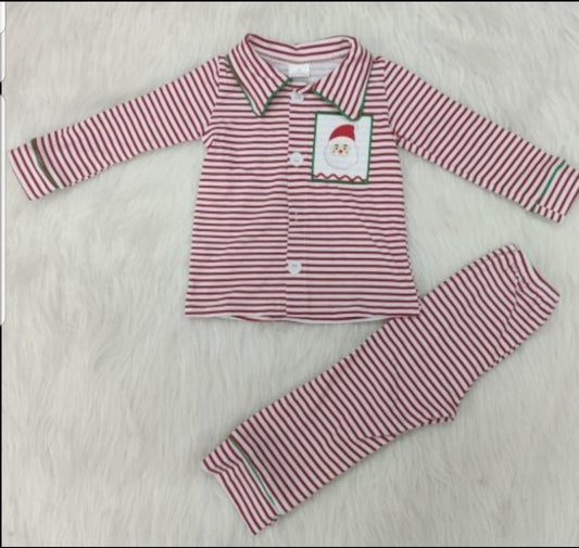 Red Stripe Boys XMas Pajamas - AVA Boutique