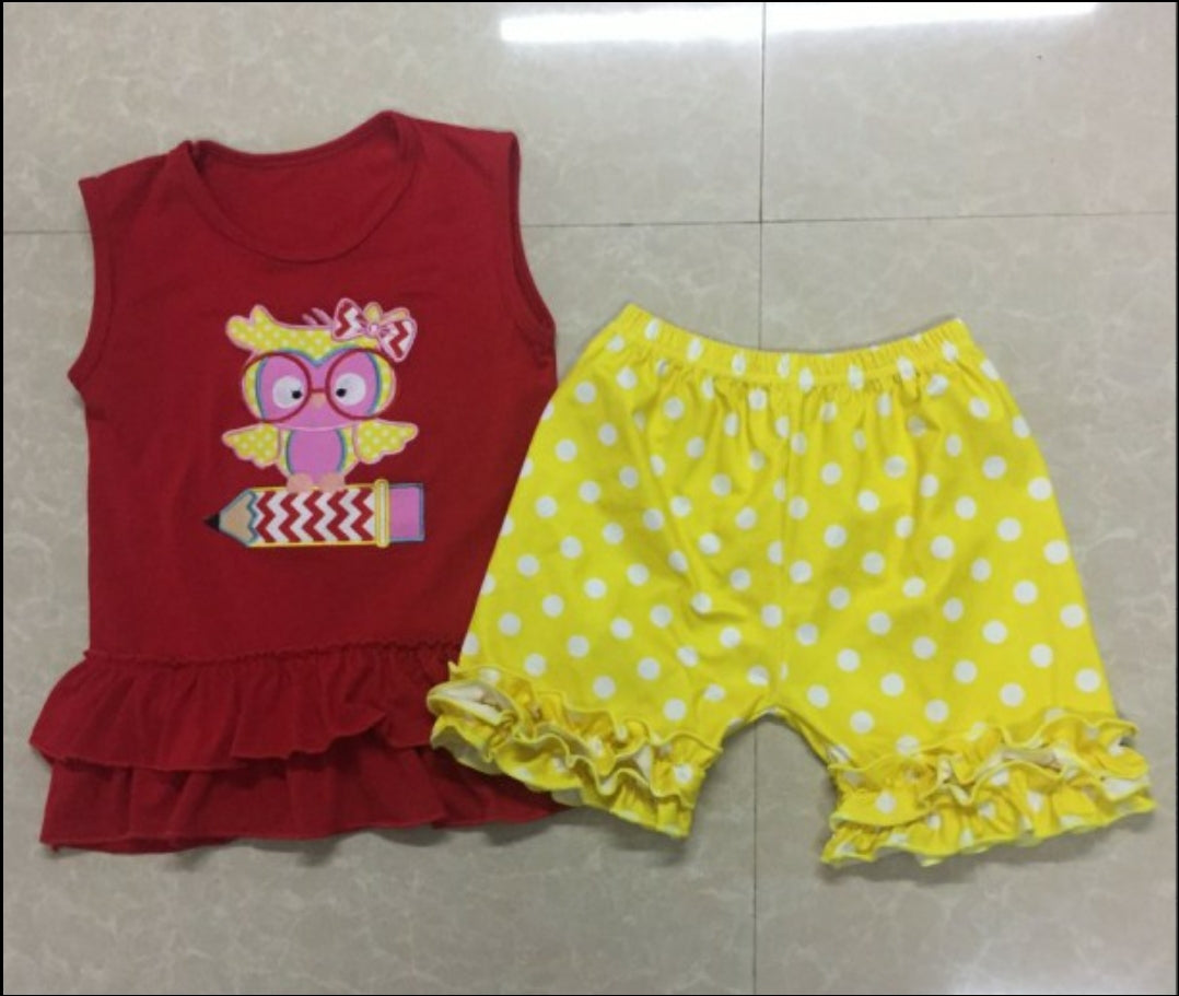 Owl Girls Shorts Set - AVA Boutique