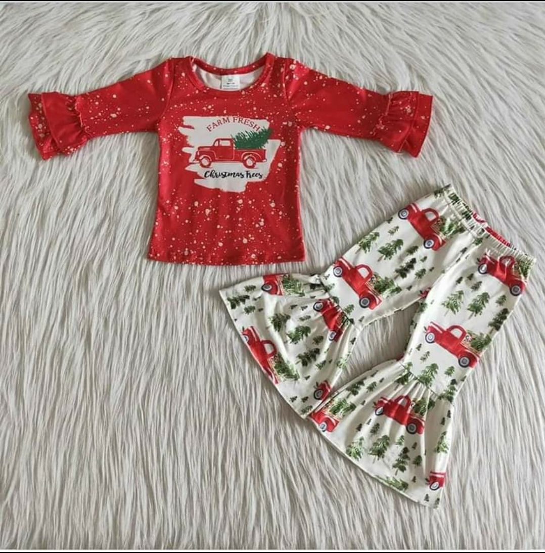 Farm Fresh Christmas Truck Girls Outfit - AVA Boutique