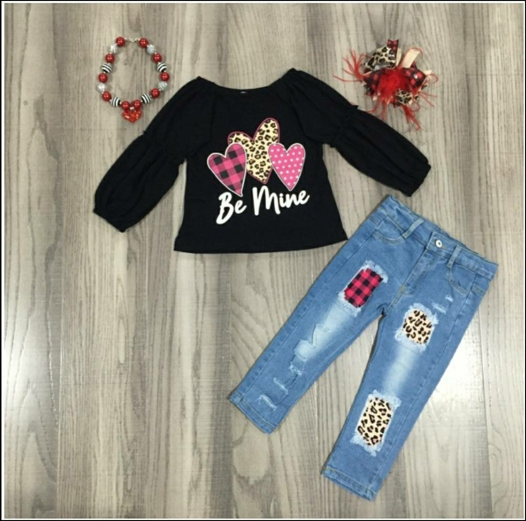 Be Mine Top and Denim Set - AVA Boutique