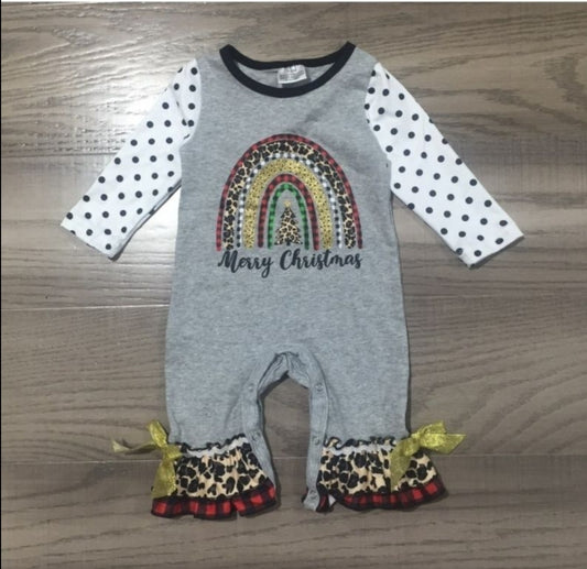Gray Rainbow Christmas Romper
