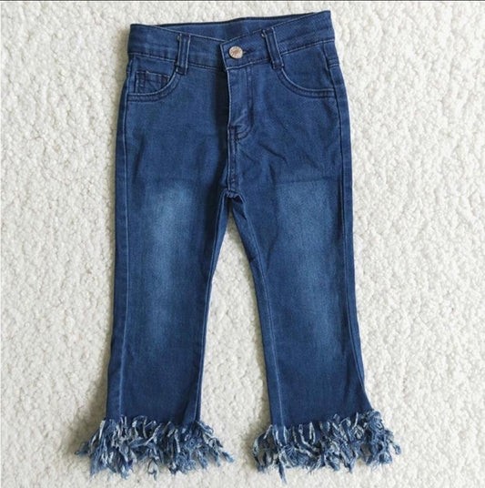 Navy Blue Tassel Denim Pants