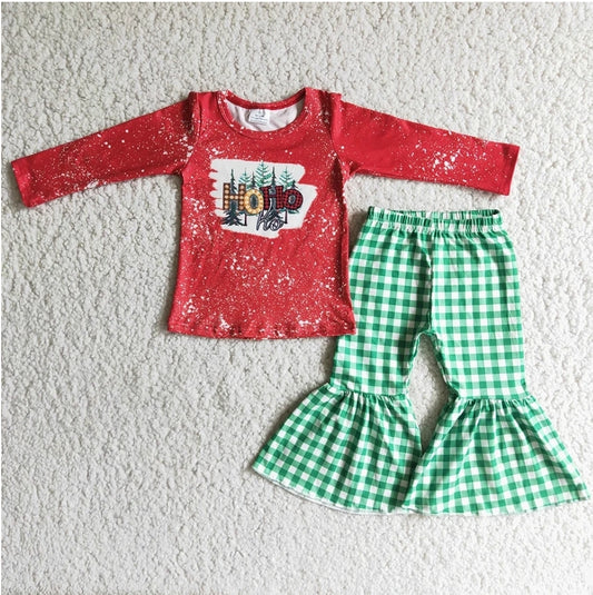 Red Ho Ho Christmas Girls Outfit Set