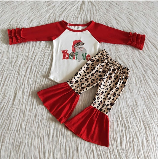 Santa Believe Christmas Girls Outfit Set