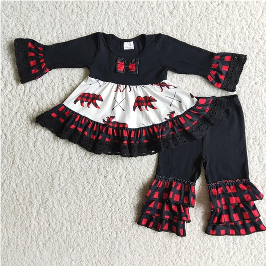 Black Reindeer Girls Outfit Set