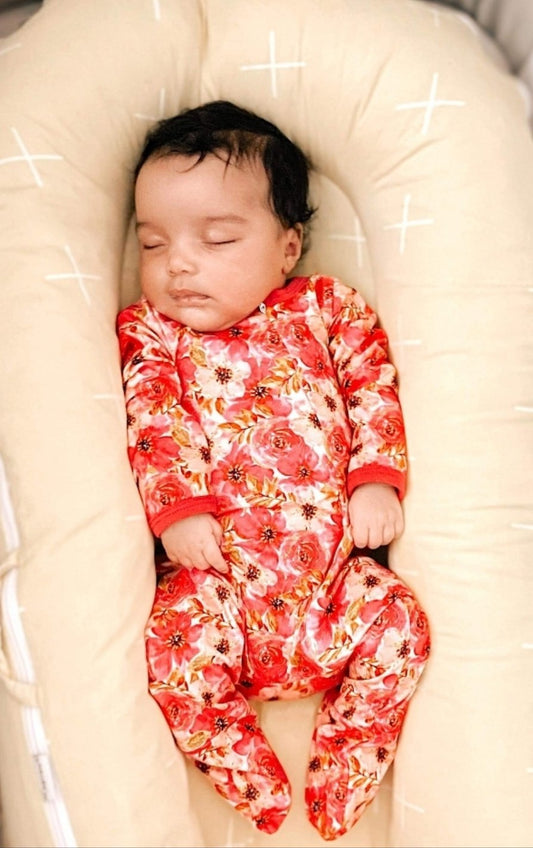 Pink Floral Footed Romper