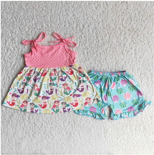Littile Mermaid Girls Shorts Set