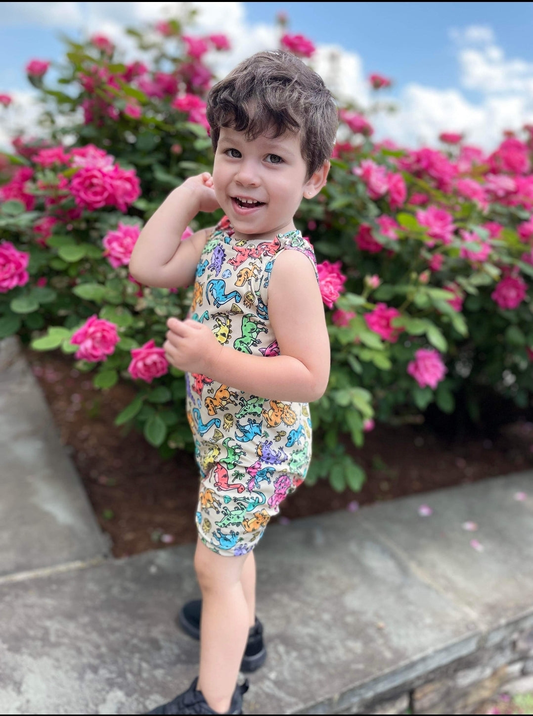 AVA's Dino Tank Shorts Romper